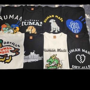 Human Made Kids Graphic Tees - Black & White with Colorful Prints